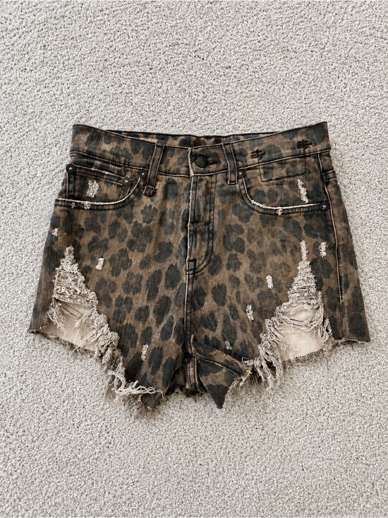 R13 Pants - R13 Style Leopard Print Distressed Denim Shorts – Made in Italy – Size 24